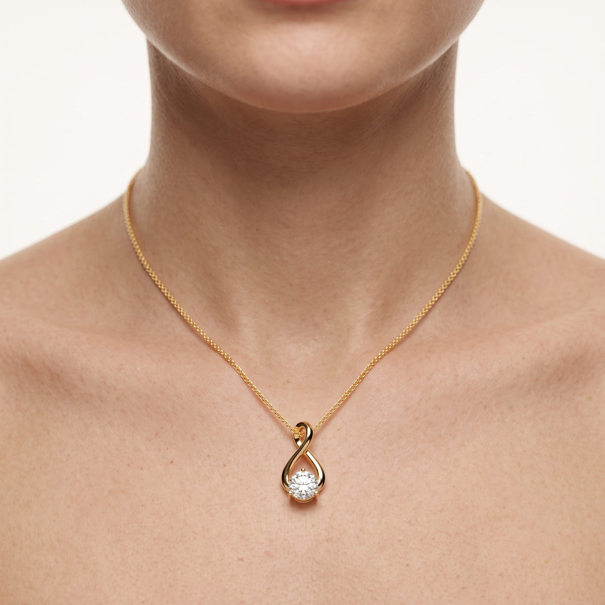 lab grown diamond infinity twist solitaire pendant necklace