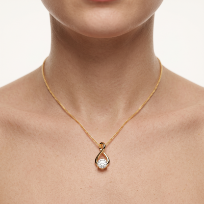 Lab Grown Diamond Infinity Twist Solitaire Pendant Necklace