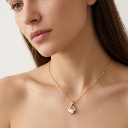 Lab Grown Diamond Infinity Twist Solitaire Pendant Necklace