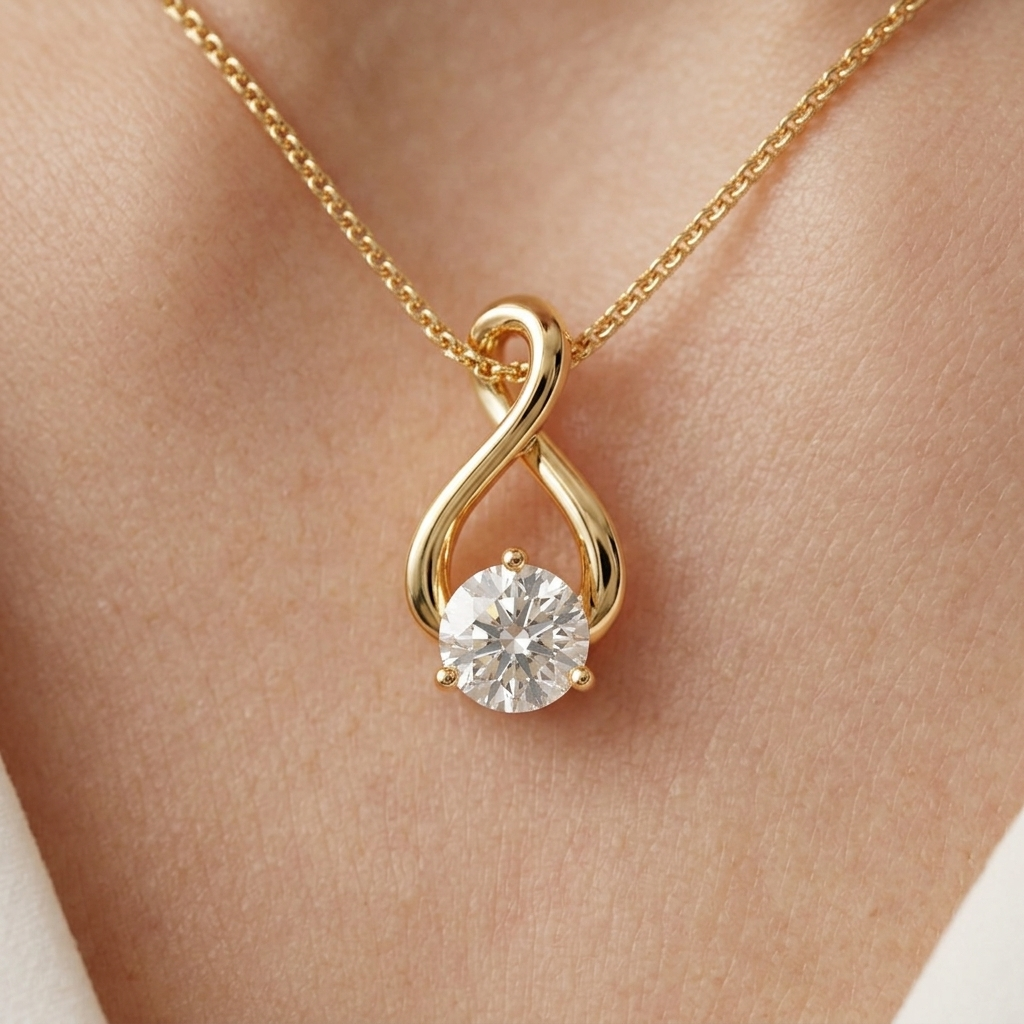 lab grown diamond infinity twist solitaire pendant necklace