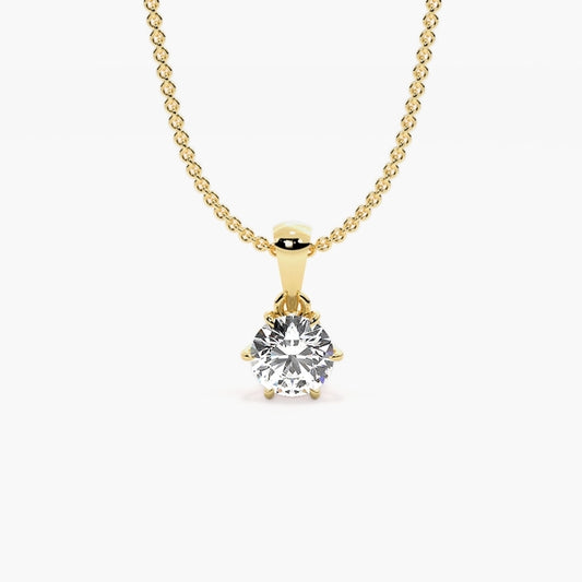 Lab Grown Diamond Solitaire Pendant Necklace with Hidden Halo