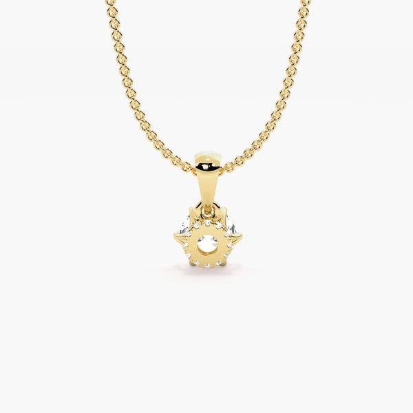 lab grown diamond solitaire pendant necklace with hidden halo