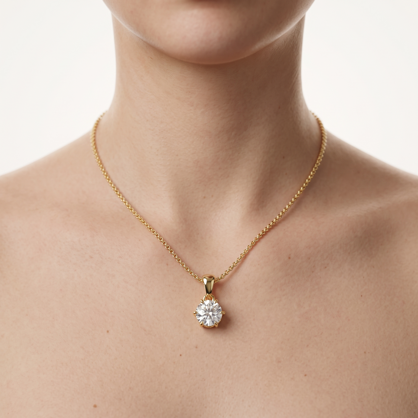 lab grown diamond solitaire pendant necklace with hidden halo