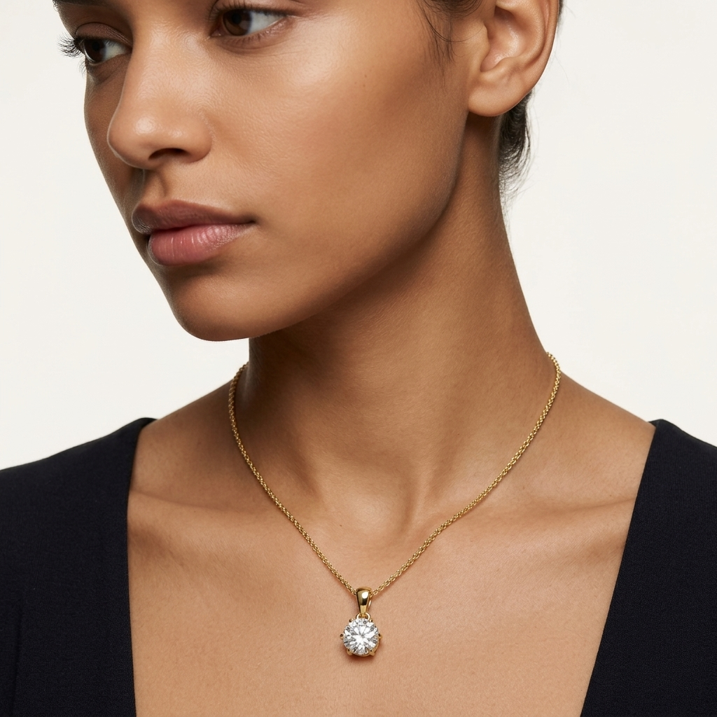 lab grown diamond solitaire pendant necklace with hidden halo