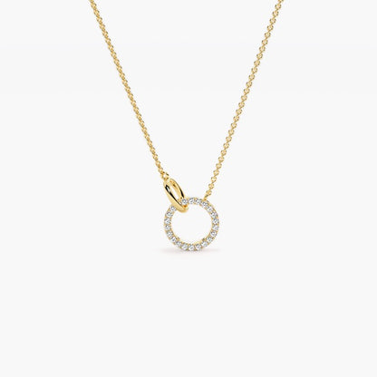 Lab Grown Diamond Circle Pendant Necklace in Yellow Gold