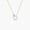 Lab Grown Diamond Circle Pendant Necklace in Yellow Gold