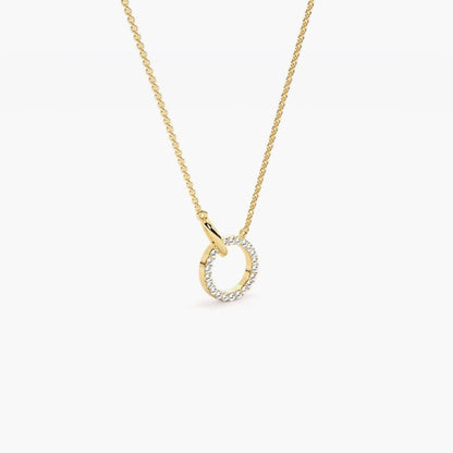 Lab Grown Diamond Circle Pendant Necklace in Yellow Gold
