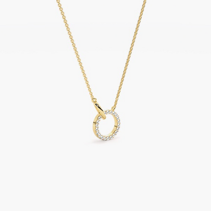 Lab Grown Diamond Circle Pendant Necklace in Yellow Gold