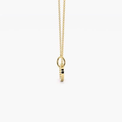 Lab Grown Diamond Circle Pendant Necklace in Yellow Gold
