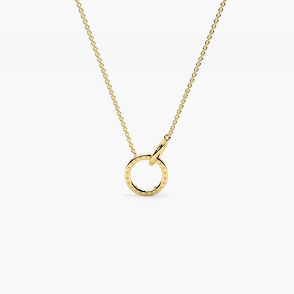 Lab Grown Diamond Circle Pendant Necklace in Yellow Gold
