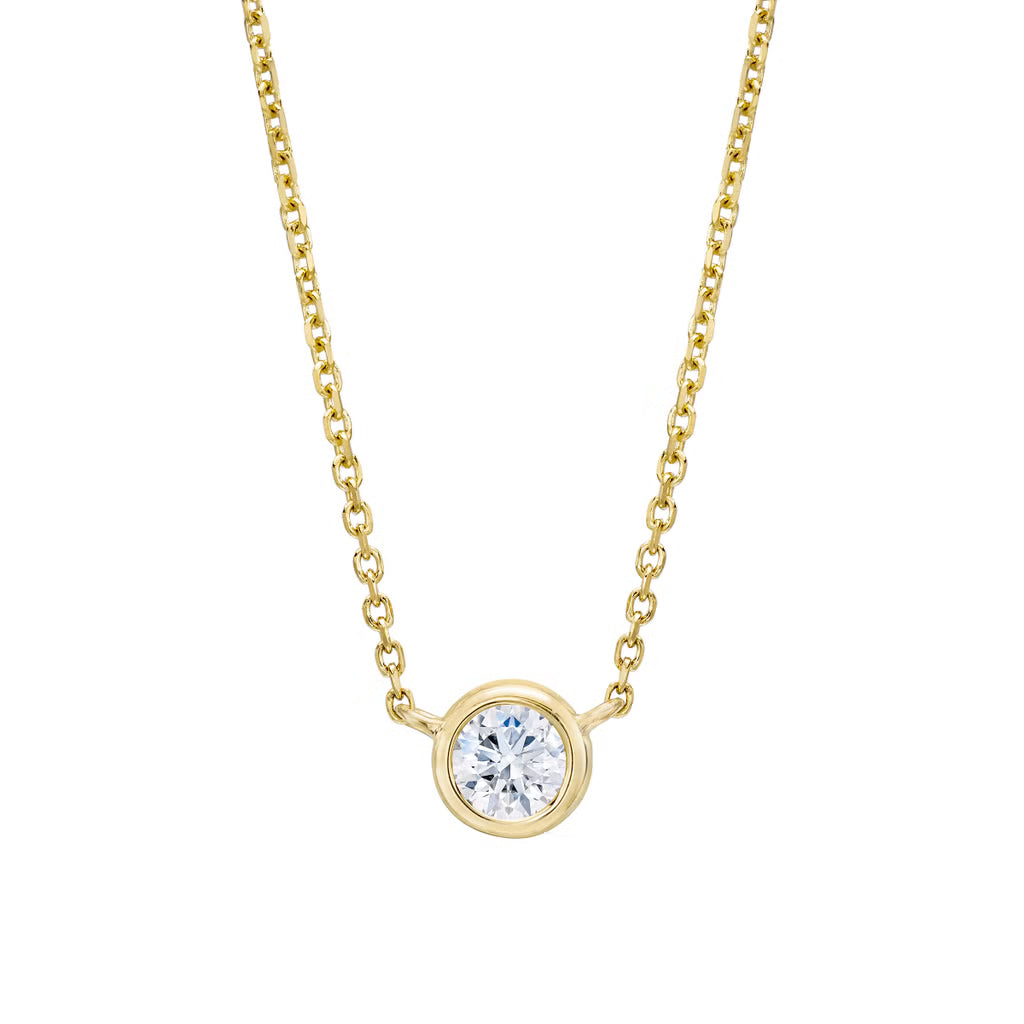 bezel set lab grown diamond solitaire pendant necklace