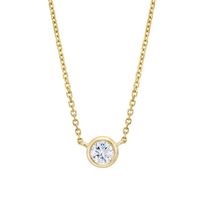 Bezel Set Lab Grown Diamond Solitaire Pendant Necklace
