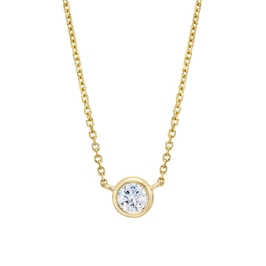 Bezel Set Lab Grown Diamond Solitaire Pendant Necklace
