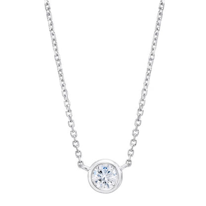 Bezel Set Lab Grown Diamond Solitaire Pendant Necklace