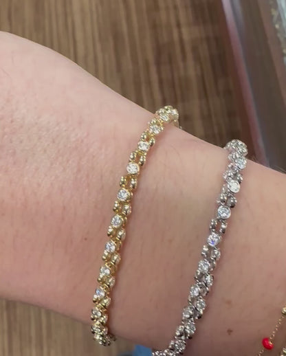 Bezel-Set Orbit Diamond Tennis Bracelet