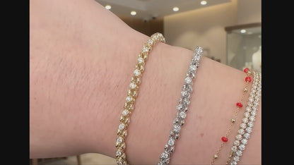 Alternating Pear Cut Diamond Vine Tennis Bracelet