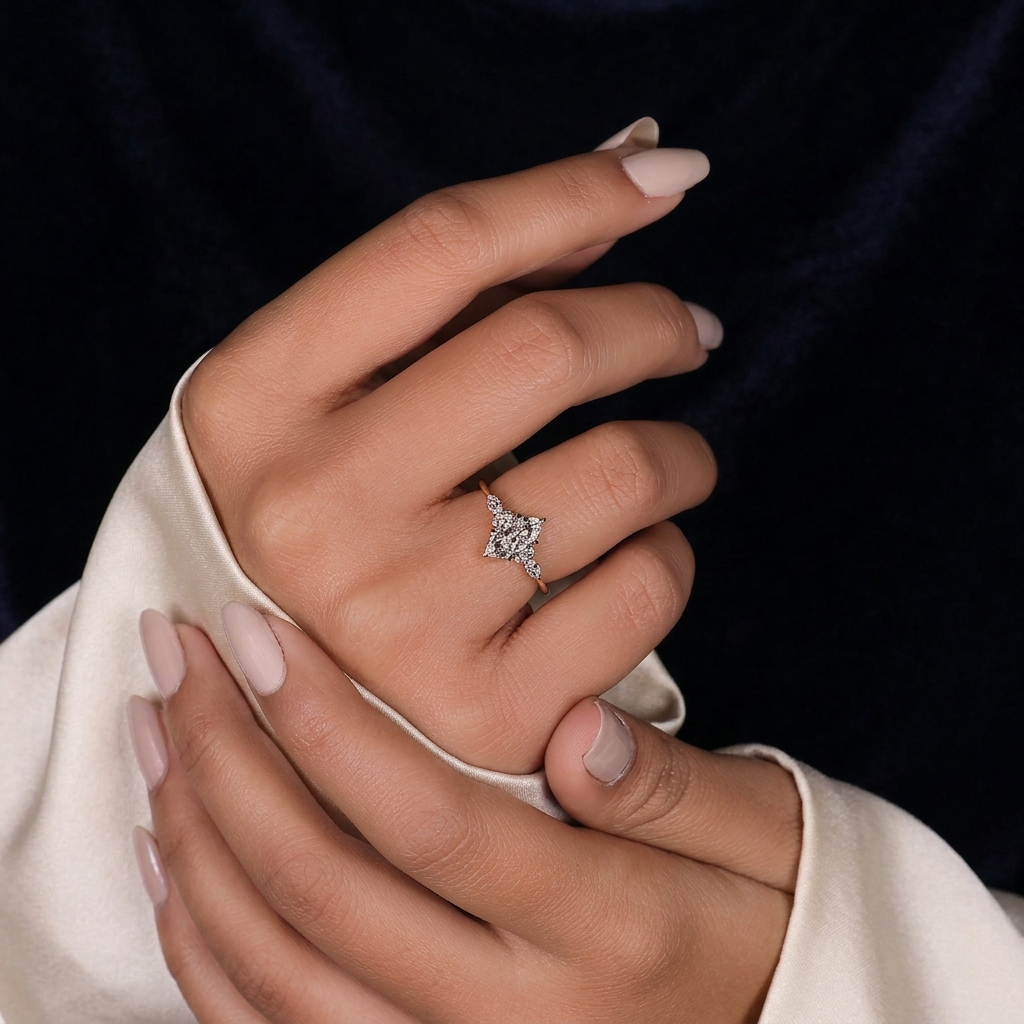 marquise cut diamond engagement ring with cluster and marquise side accents