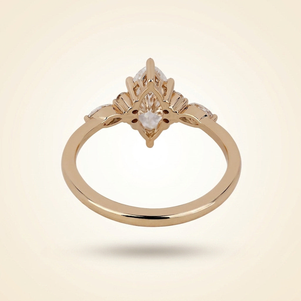 marquise cut diamond engagement ring with cluster and marquise side accents