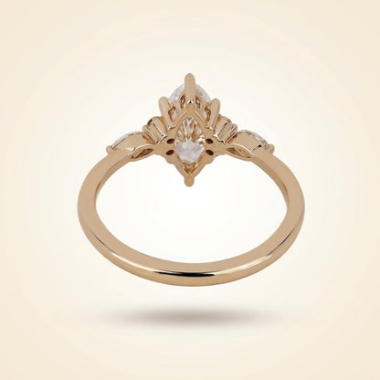 Marquise Cut Diamond Engagement Ring with Cluster and Marquise Side Accents