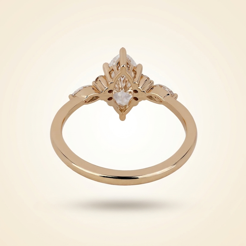 marquise cut diamond engagement ring with cluster and marquise side accents
