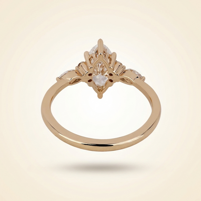 Marquise Cut Diamond Engagement Ring with Cluster and Marquise Side Accents