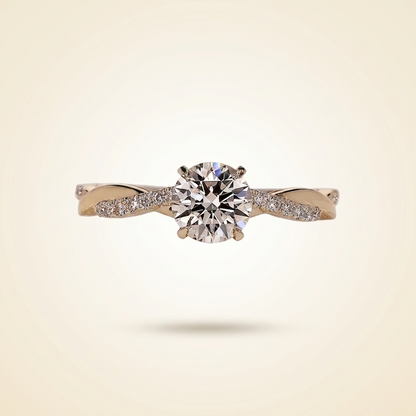 Round Cut Twisted Vine Diamond Engagement Ring