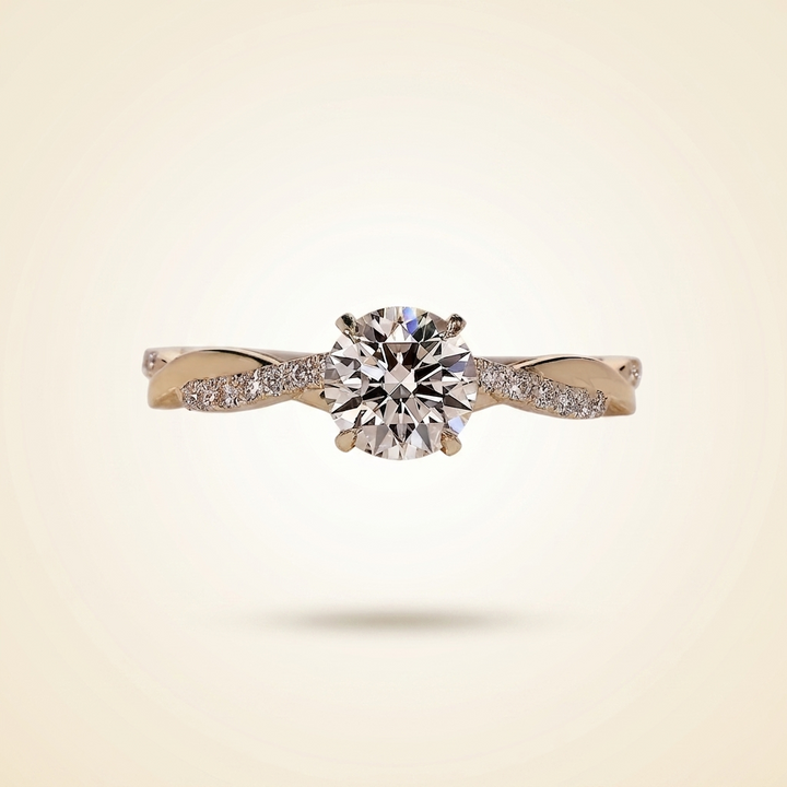 Round Cut Twisted Vine Diamond Engagement Ring