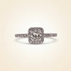 Princess Cut Diamond Halo Engagement Ring with Pave Band