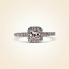 Princess Cut Diamond Halo Engagement Ring with Pave Band