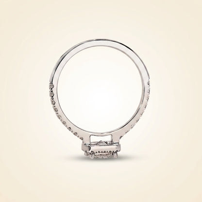 Princess Cut Diamond Halo Engagement Ring with Pave Band