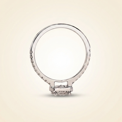 Princess Cut Diamond Halo Engagement Ring with Pave Band
