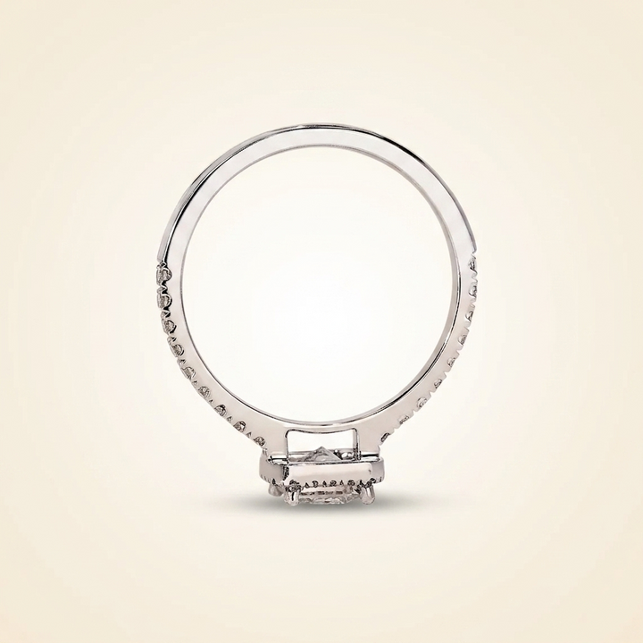 Princess Cut Diamond Halo Engagement Ring with Pave Band