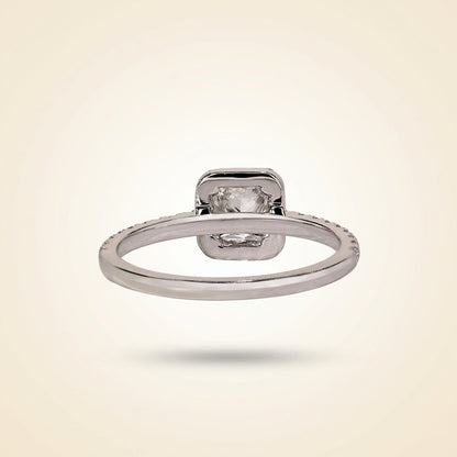 Princess Cut Diamond Halo Engagement Ring with Pave Band