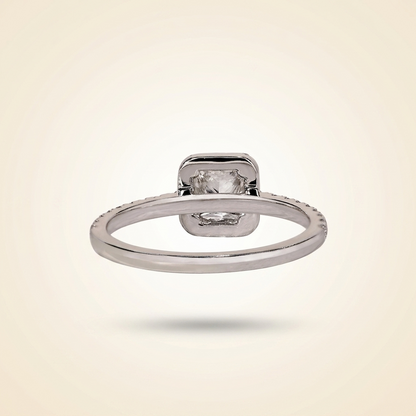 Princess Cut Diamond Halo Engagement Ring with Pave Band