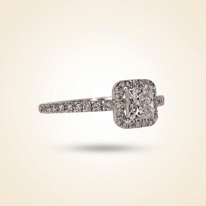 Princess Cut Diamond Halo Engagement Ring with Pave Band