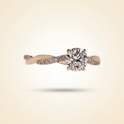 Round Cut Twisted Vine Diamond Engagement Ring