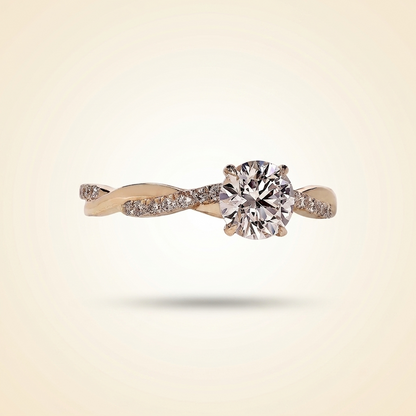 Round Cut Twisted Vine Diamond Engagement Ring