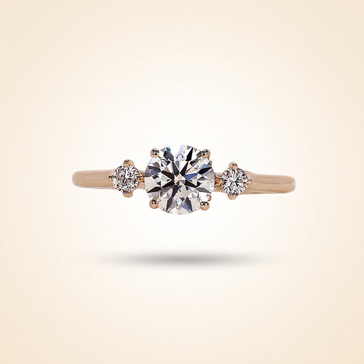 Round Cut Diamond 3-Stone Engagement Ring with Hidden Halo