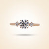 Round Cut Diamond 3-Stone Engagement Ring with Hidden Halo