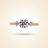 Round Cut Diamond 3-Stone Engagement Ring with Hidden Halo