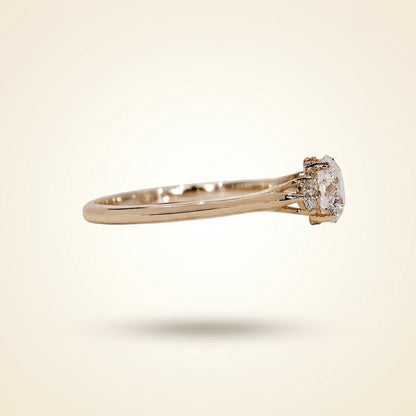 Round Cut Diamond 3-Stone Engagement Ring with Hidden Halo