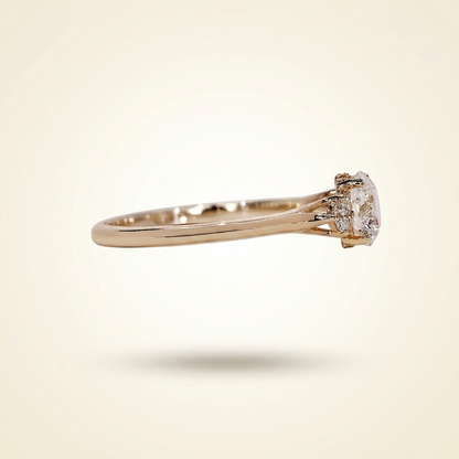 Round Cut Diamond 3-Stone Engagement Ring with Hidden Halo