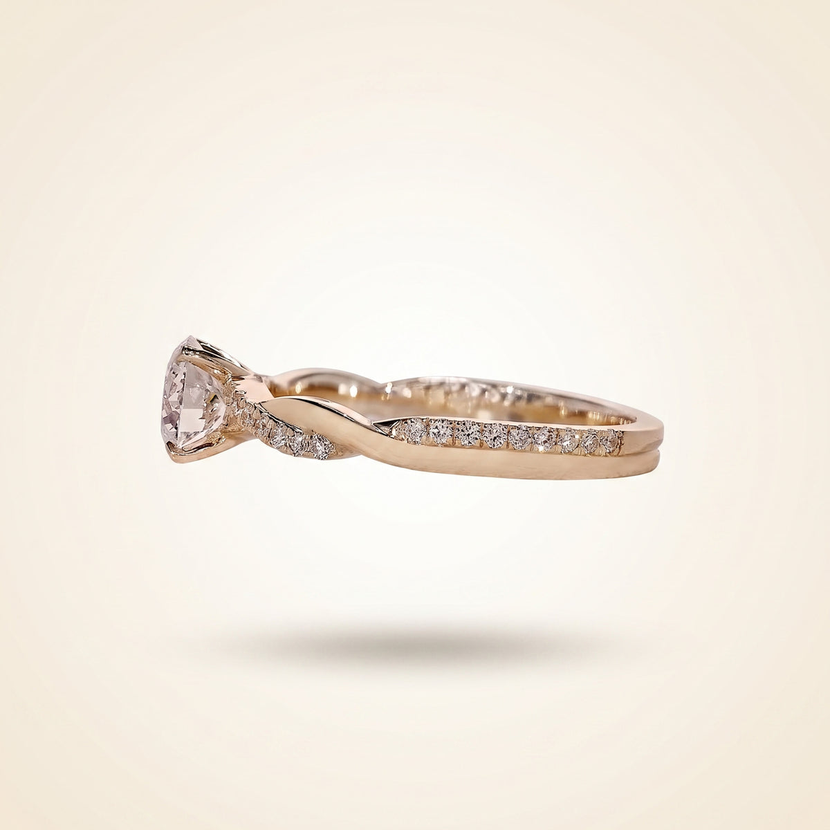 round cut twisted vine diamond engagement ring