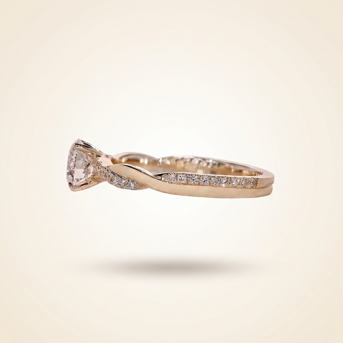 round cut twisted vine diamond engagement ring