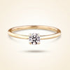 Round Cut Diamond Solitaire Engagement Ring with Dainty Plain Band