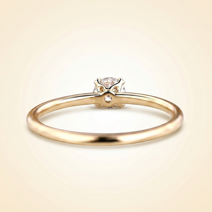 Round Cut Diamond Solitaire Engagement Ring with Dainty Plain Band