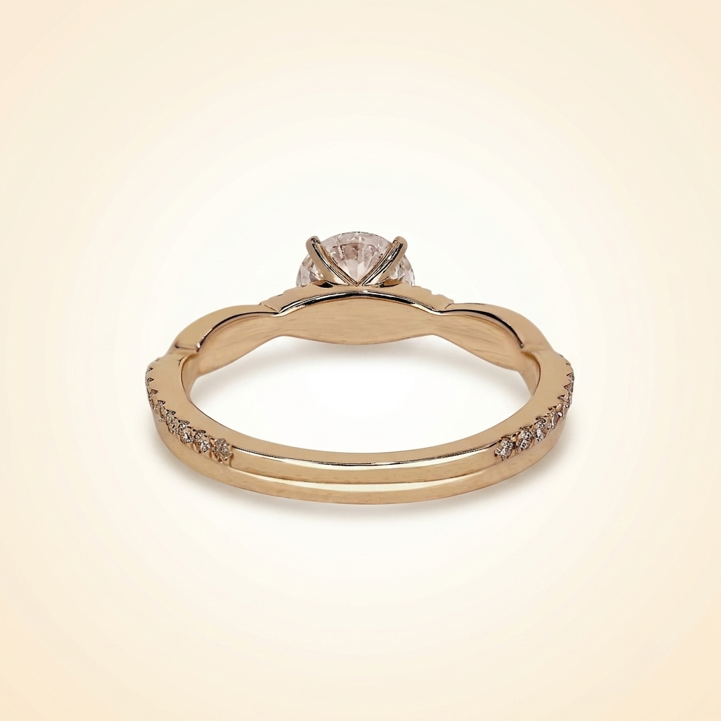 round cut twisted vine diamond engagement ring