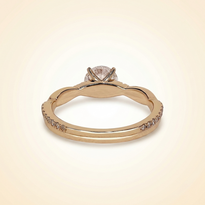 Round Cut Twisted Vine Diamond Engagement Ring