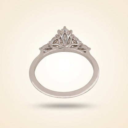 Marquise Cut Diamond Engagement Ring with Leaf Cluster Side Stones