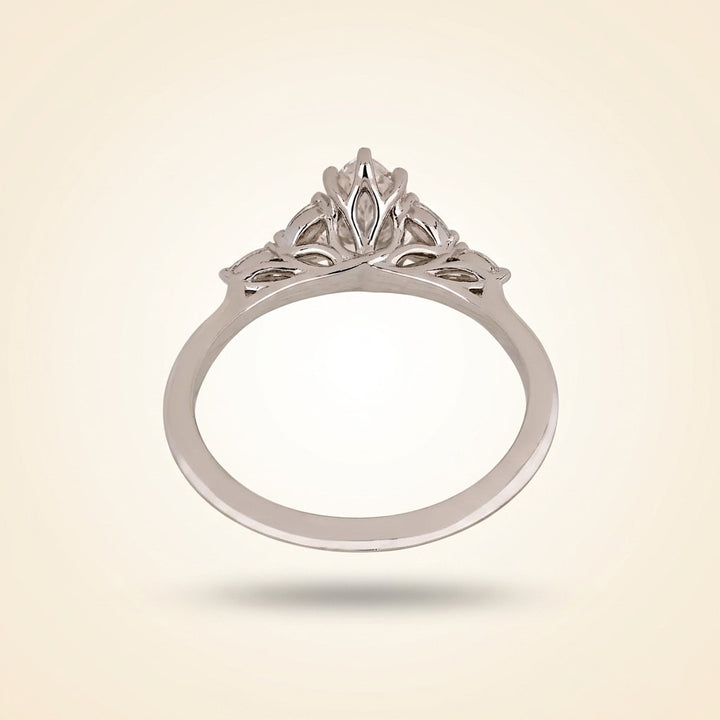 Marquise Cut Diamond Engagement Ring with Leaf Cluster Side Stones